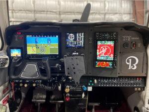 Beechcraft Bonanza V35B with Garmin avionics upgrade and panel restoration after full-service aviation maintenance.